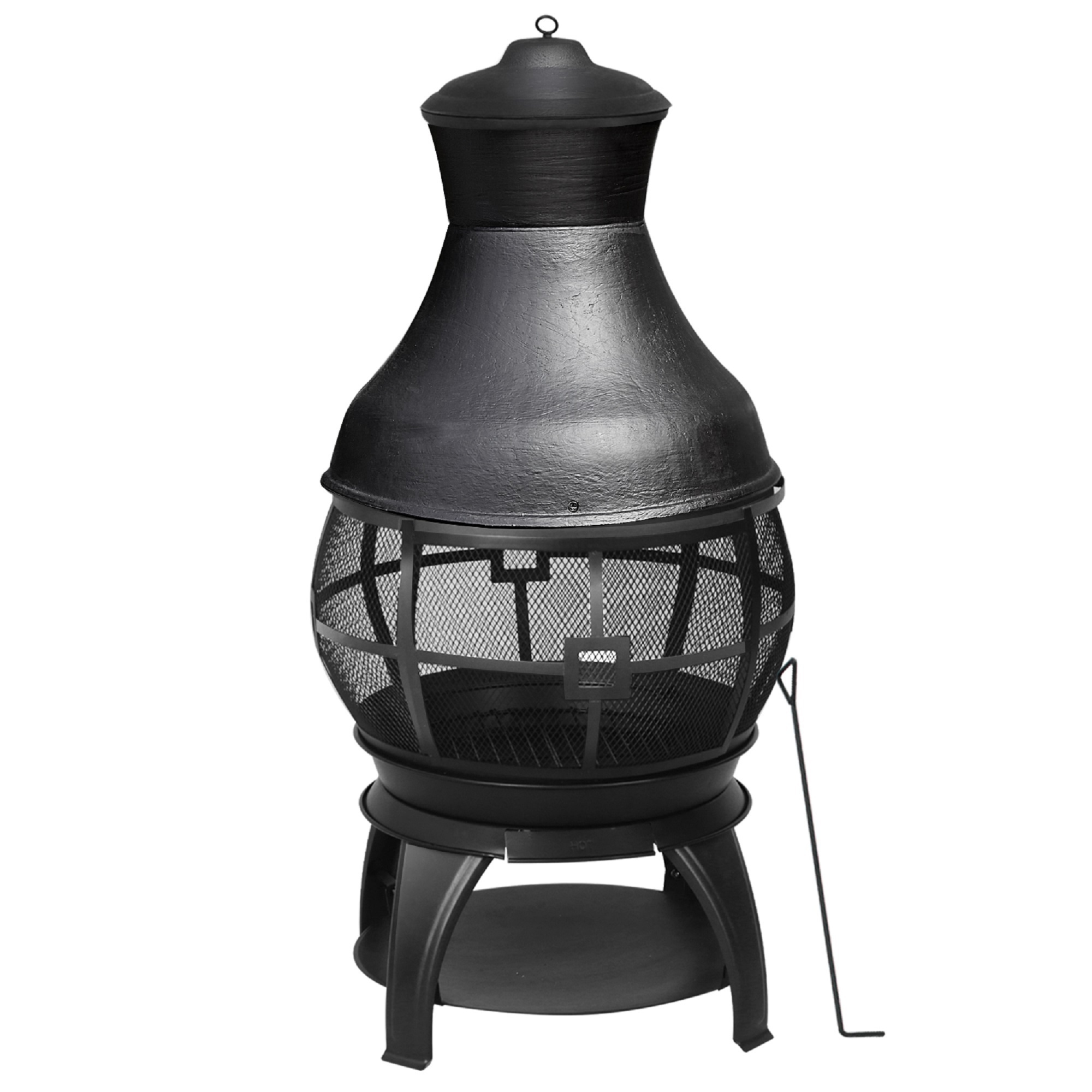 Heatmaxx Wood Burning Chiminea Fire Pit - 45in. Height, 22in. Diameter, Cast Iron and Steel, Black, Model# SRCH06D